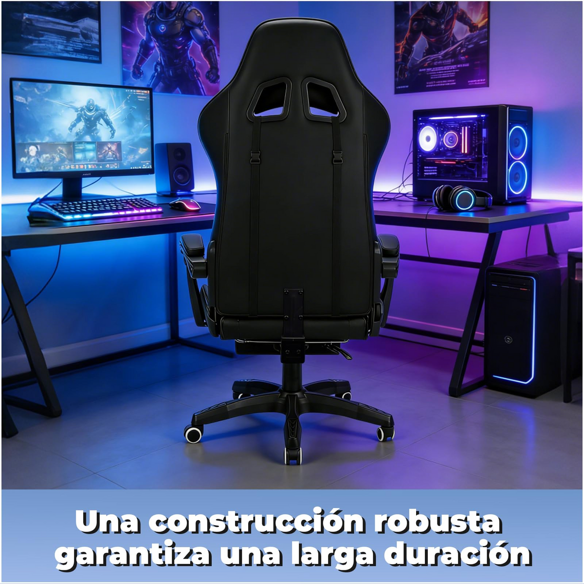 VIDITA | eSports office chair with backrest | Adjustable height | Modern and minimalist eSports office chair | Equipped with adjustable footrest and lumbar support