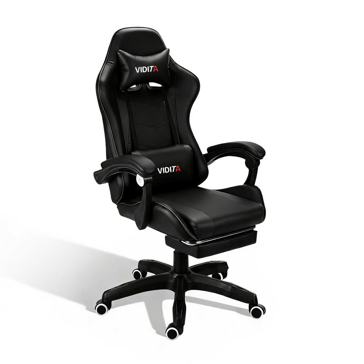 VIDITA｜Pink gaming chair with extendable footrest and lumbar support, ergonomic reclining gaming chair equipped with adjustable neck and lumbar pillows, comfortable PC seat suitable for both women and men.