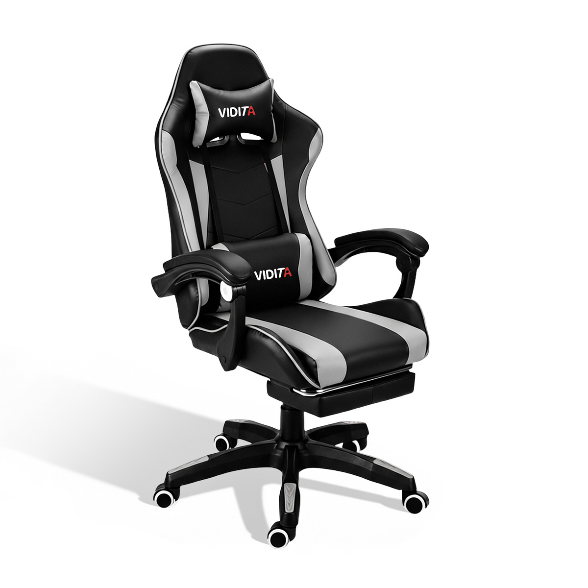 VIDITA｜Pink gaming chair with extendable footrest and lumbar support, ergonomic reclining gaming chair equipped with adjustable neck and lumbar pillows, comfortable PC seat suitable for both women and men.