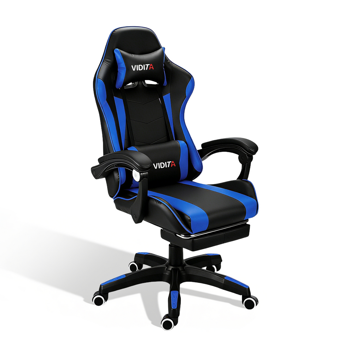 VIDITA｜Pink gaming chair with extendable footrest and lumbar support, ergonomic reclining gaming chair equipped with adjustable neck and lumbar pillows, comfortable PC seat suitable for both women and men.