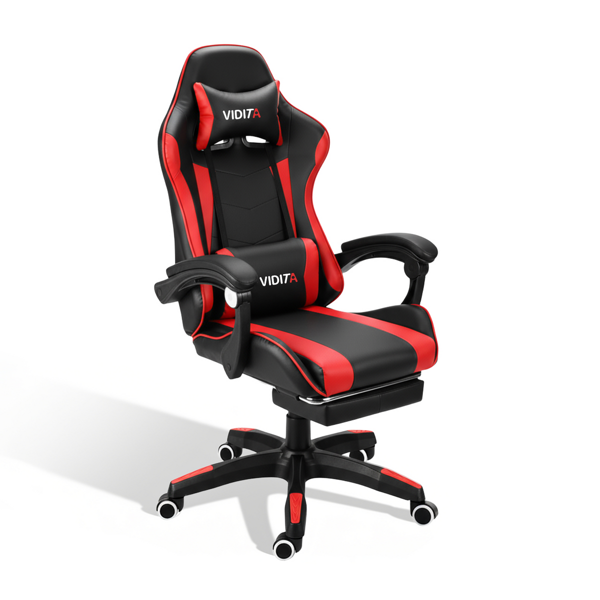 VIDITA｜Pink gaming chair with extendable footrest and lumbar support, ergonomic reclining gaming chair equipped with adjustable neck and lumbar pillows, comfortable PC seat suitable for both women and men.