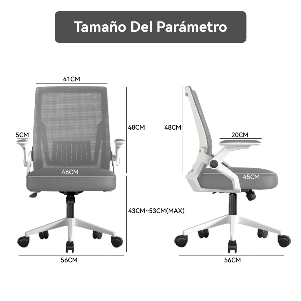 Ergonomic Breathable Mesh Office Chair, Adjustable Desk Chair with Armrests for Home Office, Gray