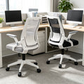 Ergonomic office chair with breathable mesh backrest in gray | Adjustable armrests, latex-filled seat cushion, desk chairs for home office