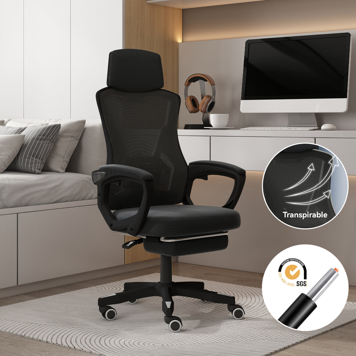 VIDITA|Silla de esports  | Silla multifuncional | Espalda ajustable de 145° | Tecnología altamente transpirable | Varilla de aire con certificación internacional SGS | Ideal para estudios, oficinas y dormitorios, también apta para esports