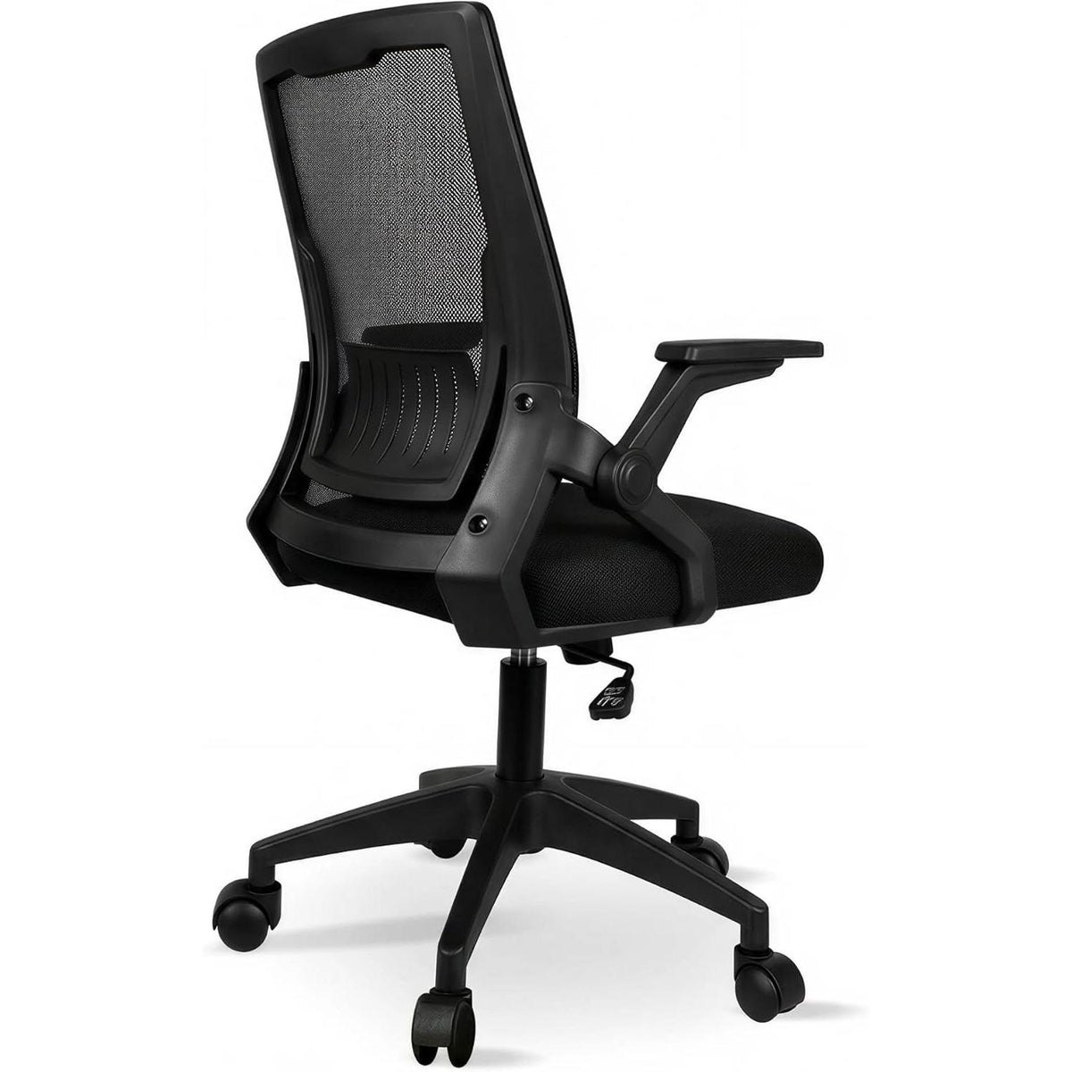 VIDITA|Silla ergonómica de oficina con tela de malla transpirable negra, estructura resistente, altura ajustable, giro de 360°, ruedas de PU silenciosas y disponible en varios colores.