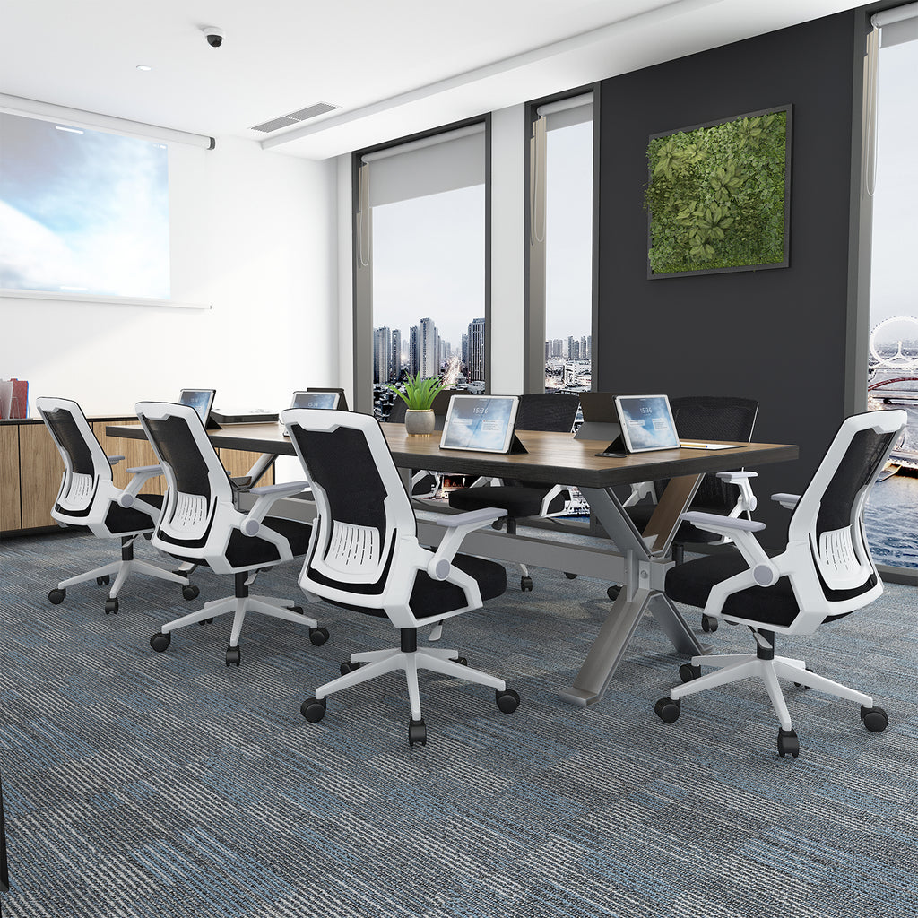Ergonomic office chair with breathable mesh backrest in gray | Adjustable armrests, latex-filled seat cushion, desk chairs for home office