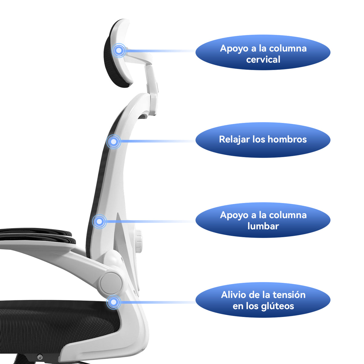 VIDITA｜Silla Ergonómica de Oficina Malla Negra Transpirable con Reposacabezas Ajustable, Soporte Lumbar Regulable, Altura Elevable, Giratoria 360°, Apoyabrazos Ajustables Ideal para Teletrabajo, Estudio y Gaming Casual en Casa