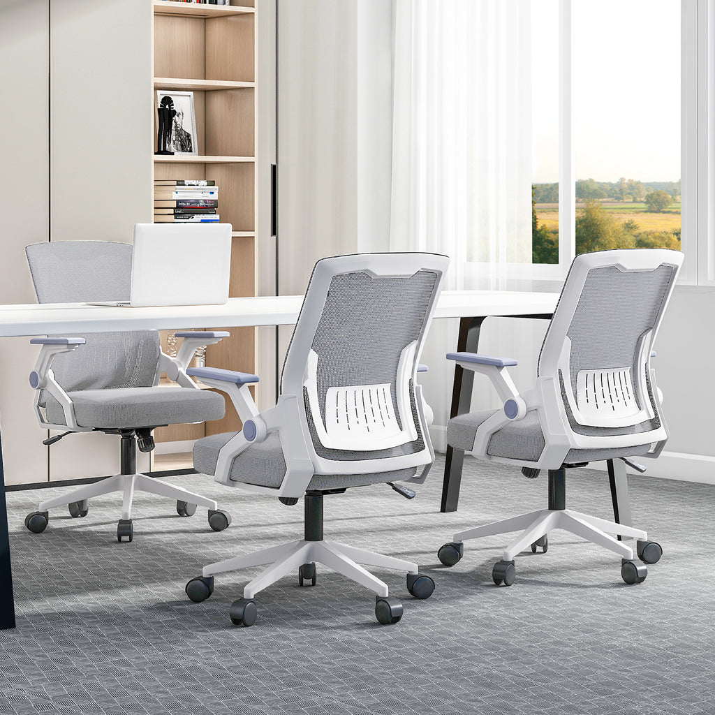 Ergonomic Breathable Mesh Office Chair, Adjustable Desk Chair with Armrests for Home Office, Gray