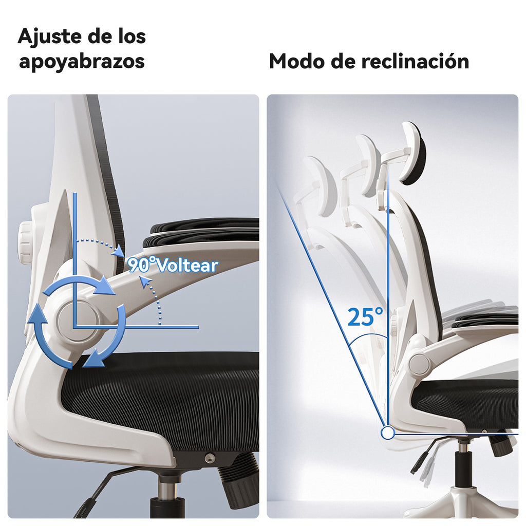 VIDITA |Silla de Oficina Ergonómica Malla Transpirable Negra | Reposapiés, Soporte Lumbar Ajustable, Altura Regulable, Giro 360°