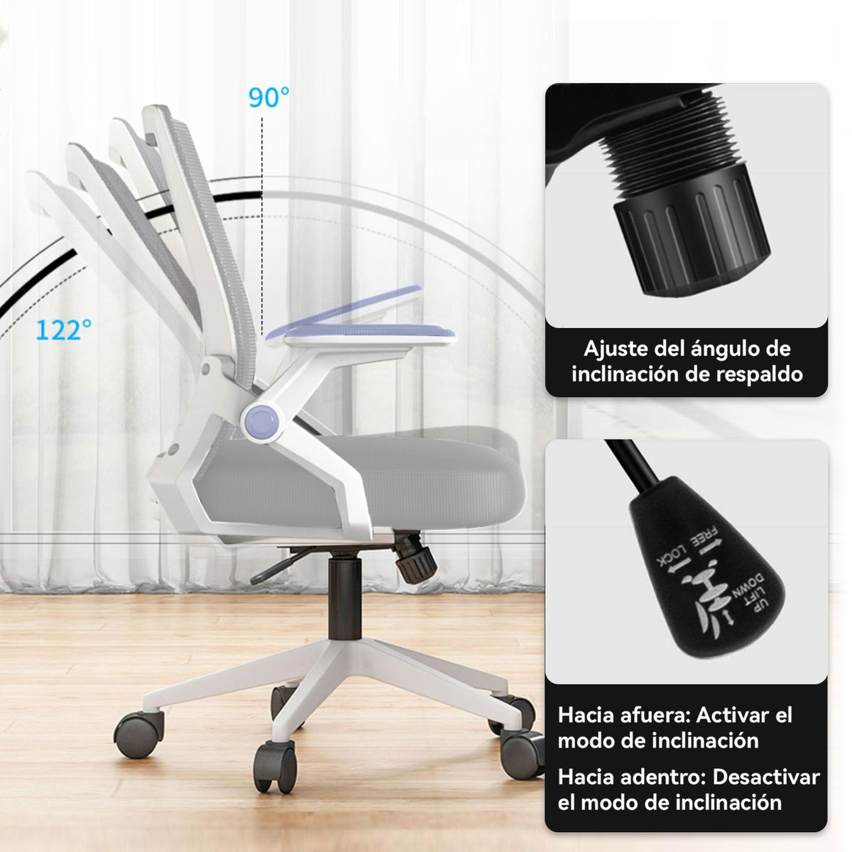 Ergonomic Breathable Mesh Office Chair, Adjustable Desk Chair with Armrests for Home Office, Gray