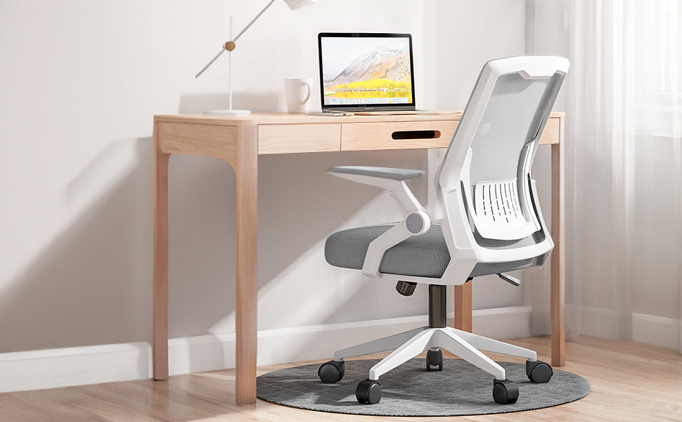 Ergonomic Breathable Mesh Office Chair, Adjustable Desk Chair with Armrests for Home Office, Gray